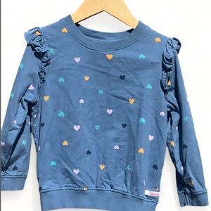 Ruffle Butts Hearts Print Ruffle Sweater